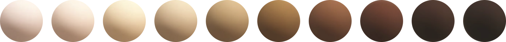 Ten circles representing different skin tones